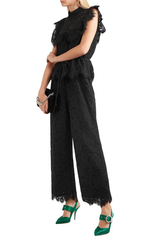 Ruffled corded lace jumpsuit