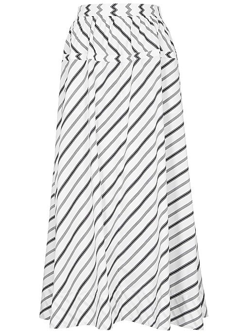 White striped cotton-poplin maxi skirt