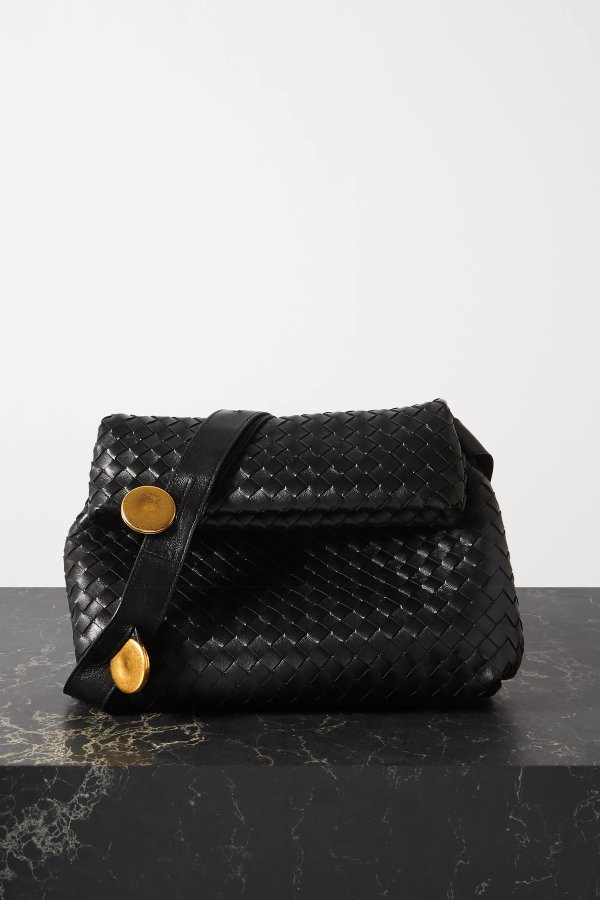 The Fold embellished intrecciato leather shoulder bag