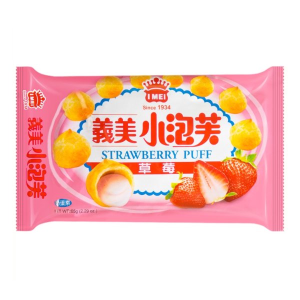 台湾IMEI义美 名产小泡芙 草莓味 65g