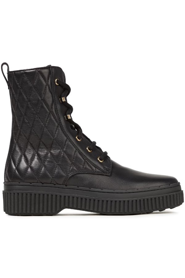 Quilted leather combat boots