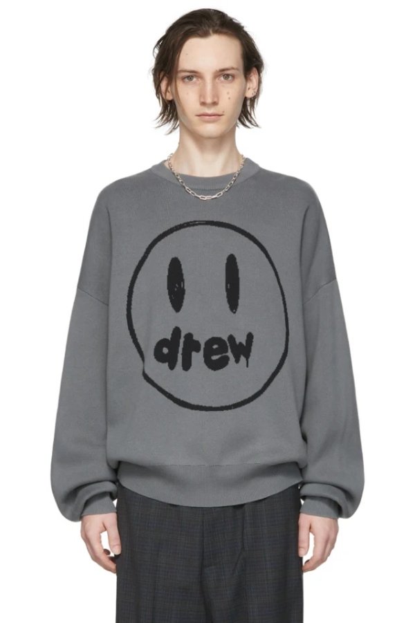 SSENSE Exclusive Gray Painted Mascot Sweater