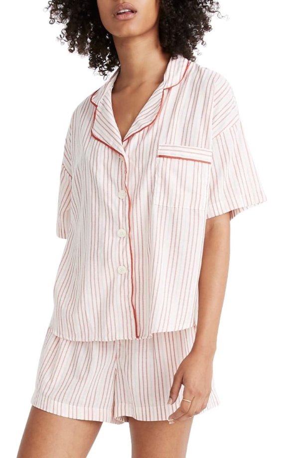 Shimmer Stripe Oversize Pajama Shirt