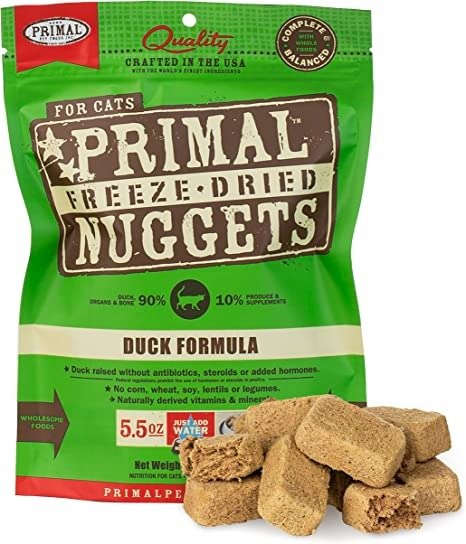 Freeze Dried Cat Food Nuggets, Duck Formula (5.5 & 14 oz) - Raw Kitten Food, Organic Produce, Grain Free