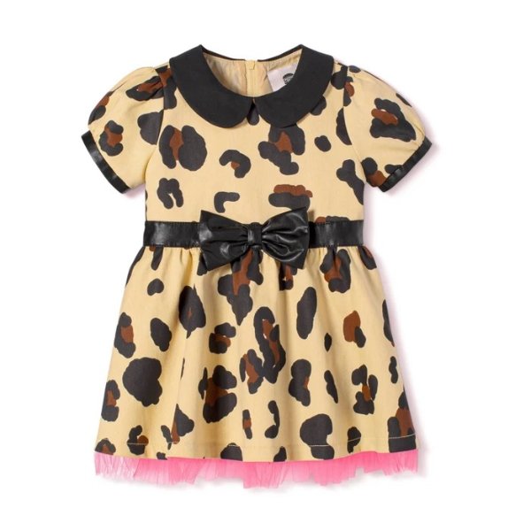 Baby Girls' Leopard Print Short Sleeve Collared Tutu Mini Dress - Harajuku Mini for Target Tan