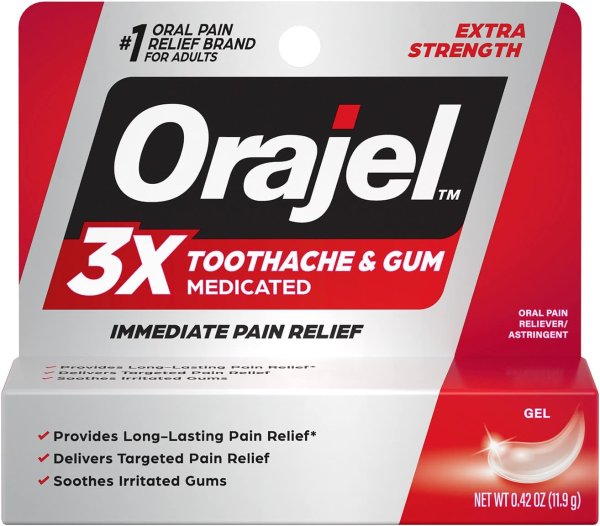 3X for Toothache & Gum Pain: Maximum Gel Tube 0.42oz