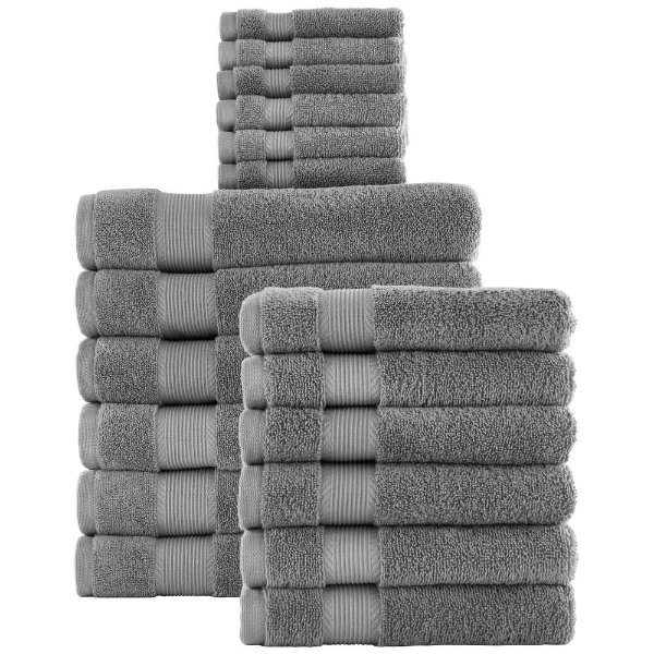18-Piece Hygrocotton Towel Set in Stone Gray