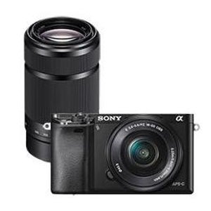 Sony Alpha A6000 24.3MP Compact System Camera with 16-50mm Power Zoom Lens & Extra 55-210mm Lens