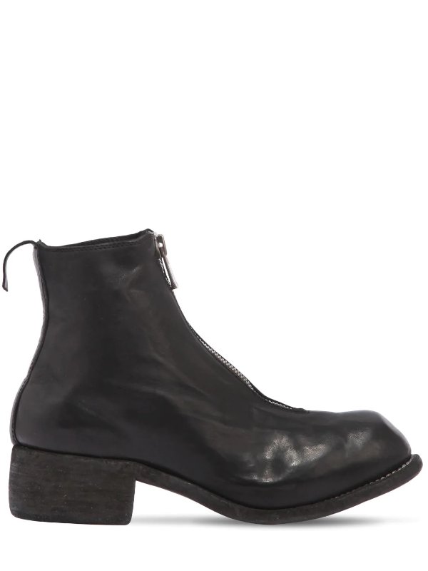 40MM PL1 ZIP-UP LEATHER ANKLE BOOTS