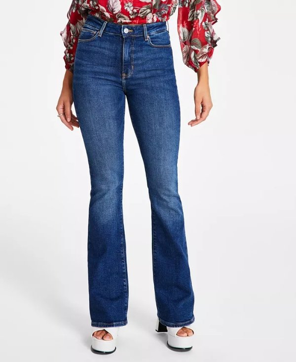 Women's Sexy Flare-Leg Faded High-Rise Jeans
