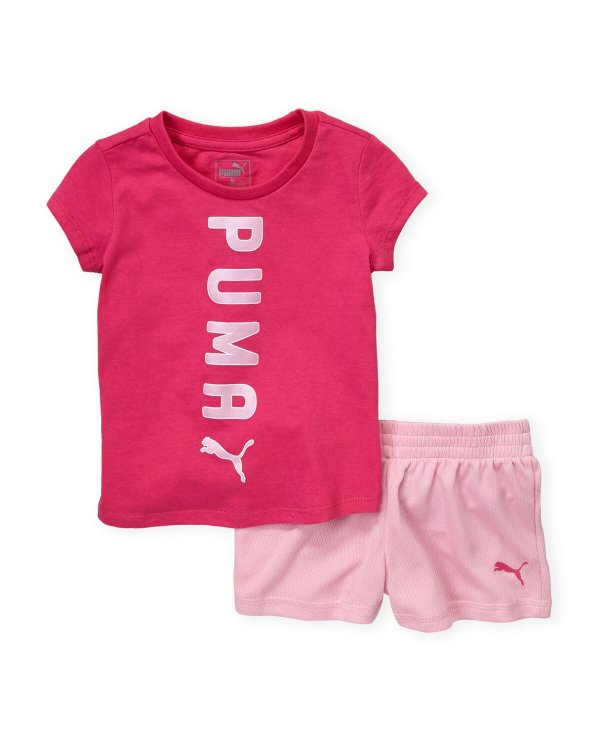 (Toddler Girls) Logo Short Sleeve Tee & Athletic Shorts
