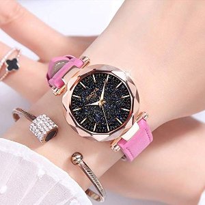 Dyshuai Women Leather Wrist Watch