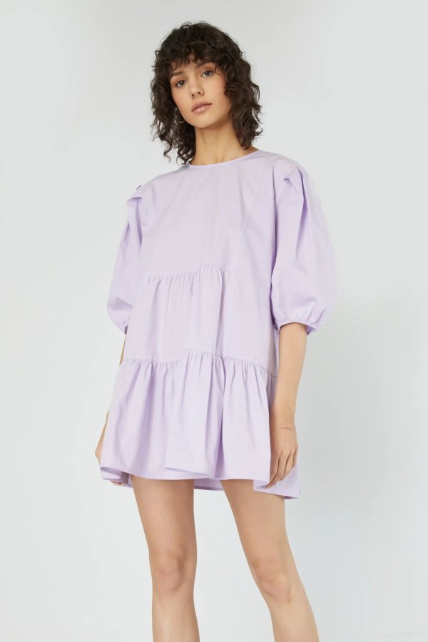 PUFF SLEEVE MINI DRESS $54 DR-8417-W Beige;Lavender;Peppermint DR-8417-W $54.00 to $68.00
