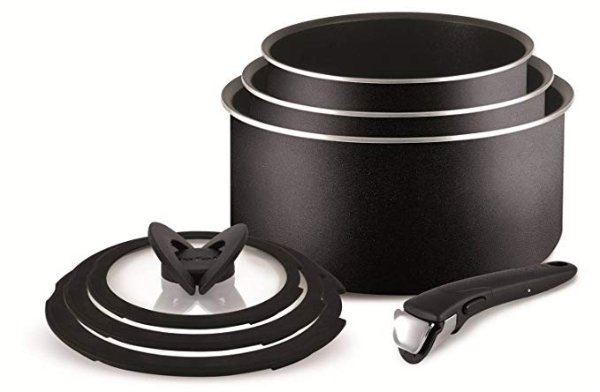 Ingenio Essential Non-stick Saucepan Set, 7 Pieces - Black