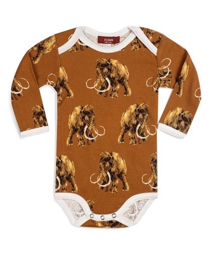 Rust & Tan Woolly Mammoth Organic Cotton Long-Sleeve Bodysuit - Infant