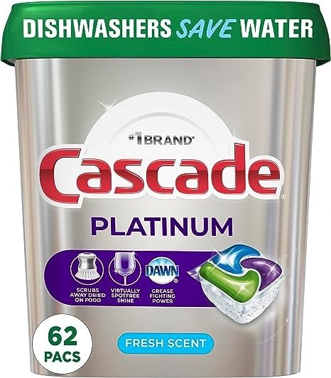 Platinum ActionPacs Dishwasher Detergent, Fresh, 62 Count (Packaging May Vary)
