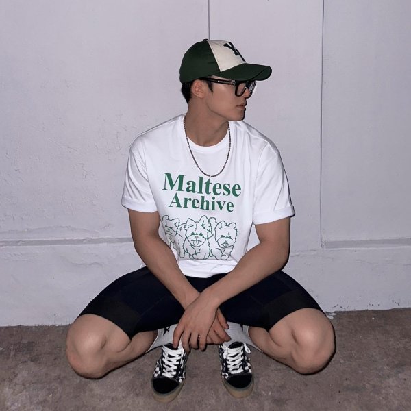 Maltese Archive Line Graphic T-shirt [Navy]
