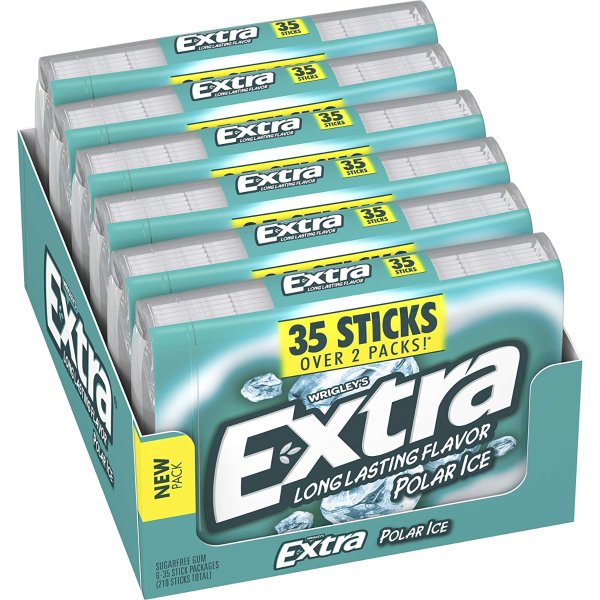 Extra Polar Ice Sugarfree Gum, 35 Pc Each, Pack of 6