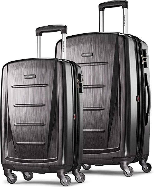 Winfield 2 Hardside Expandable Luggage with Spinner Wheels, Charcoal, 2-Piece Set (20/24)