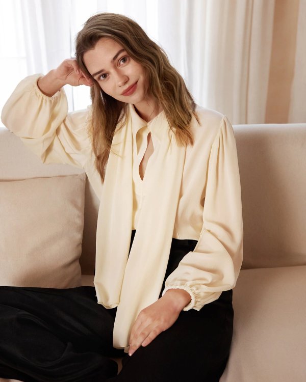 Elegant Pullover Silk Peony Blouse