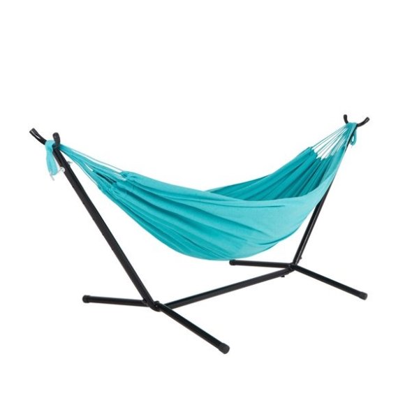 Double Hammock w/ Space Saving 9ft. Stand & Premium Carry Bag - Teal, 78" L x 60" W