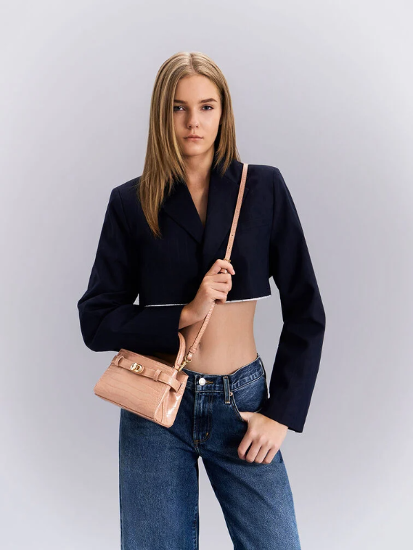 Aubrielle Croc-Effect Top Handle Bag - Blush