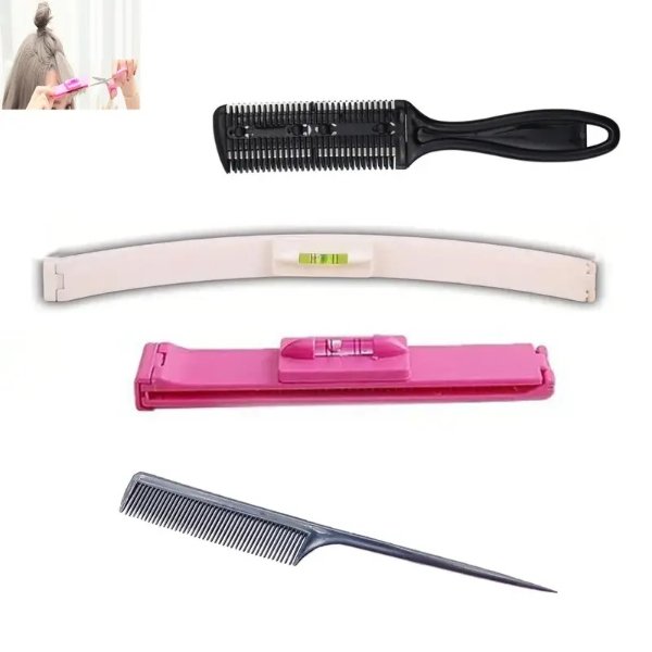 DIY Hair Trimming Tools Hairdressing Comb Bangs Trimmer Hair Tail Ruler DIY Home Hair Stick Shape Trimmer Set