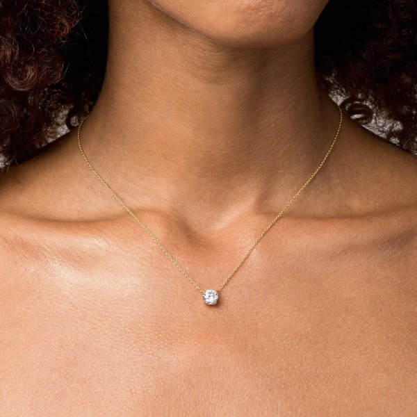 White Sapphire Solitaire Necklace