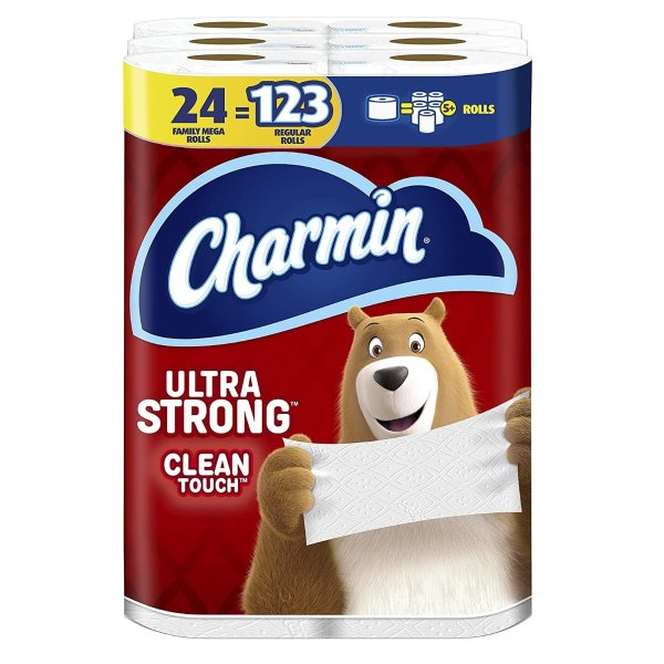 Ultra Strong Clean Touch Toilet Paper, 24 Family Mega Rolls (Equal to 123 Regular Rolls)