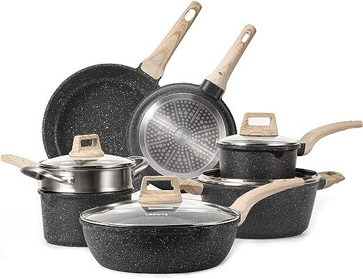 Kitchen Cookware Sets, Nonstick Pots and Pans Set 11 Pcs Nonstick Pot, Cookware, Frying Pans (Granite, induction cookware)