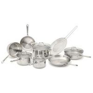 Emeril by All-Clad E914SC64 PRO-CLAD Tri-Ply Stainless Steel Dishwasher Safe PFOA Free Cookware Set, 12-Piece, Sliver