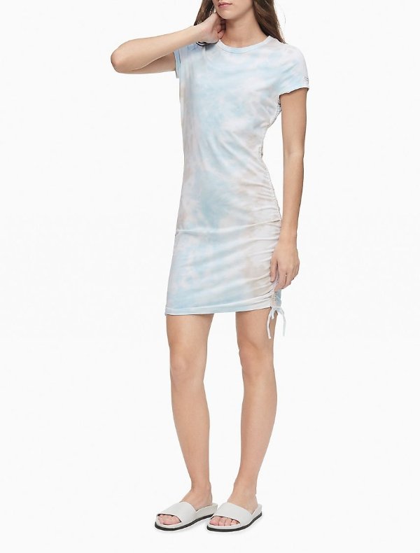 Tie-Dye Cinched Sides T-Shirt Dress