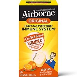Airborne 1000mg Vitamin C Chewable Tablets with Zinc 96 count