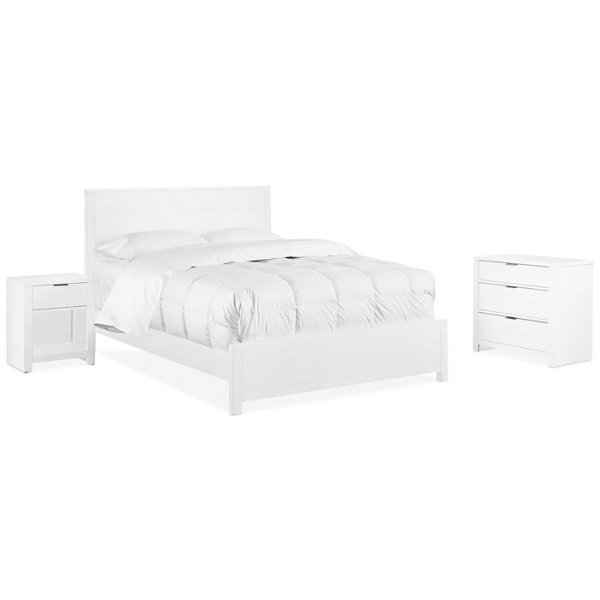 Tribeca White 3-Piece Bedroom Set (California King Bed, Nightstand, 3-Drawer Chest)