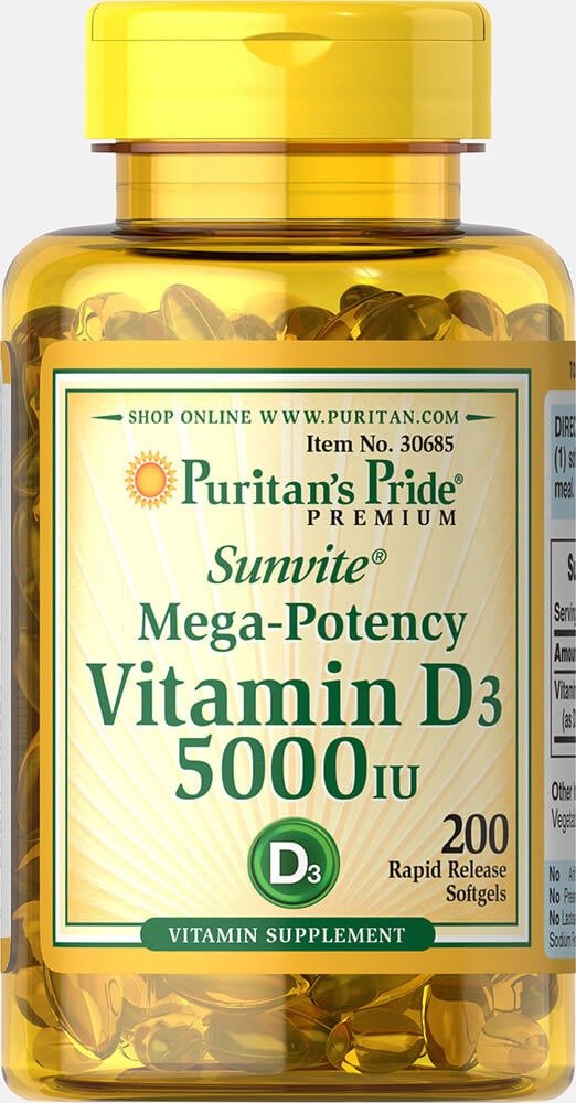 Vitamin D3 5000 IU 200 Softgels | Top Sellers Supplements | Puritan's Pride
