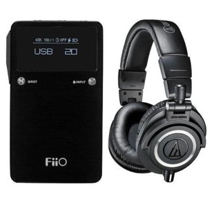 Audio-Technica ATH-M50x Professional Monitor Headphones, Black - Bundle With FiiO E17K Alpen 2 USB DAC and Headphone Amplifier