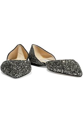 Esther glittered leather point-toe flats
