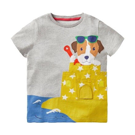 Lift-the-flap Beach T-Shirt - Grey Marl Sprout Sandcastle | Boden US