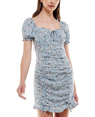 Juniors' Lace-Up Sweetheart-Neck Dress