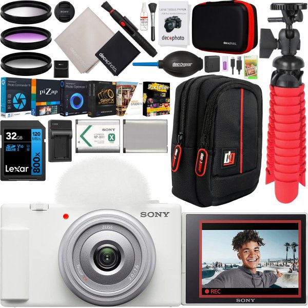 ZV-1F Vlog Camera with 4K Video for Content Creators &Vloggers White Bundle
