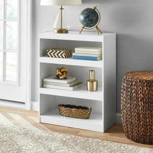 Mainstays Framed 3-Shelf Bookcase, White