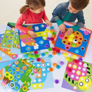 AMOSTING Color Matching Mosaic Pegboard Early Learning Educational Toys
