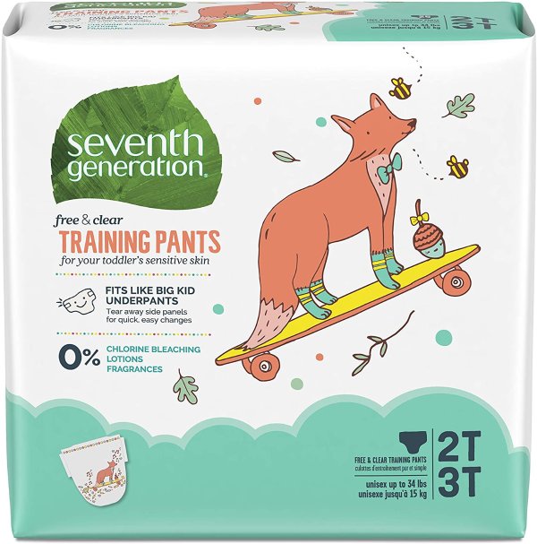 Toddler Potty Training Pants, Free & Clear, Medium Size 2T-3T up to 35lbs, 100 count (Packaging May Vary)