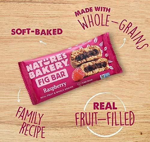Whole Wheat Fig Bars, Raspberry, 1- 12 Count Box of 2 oz Twin Packs (12 Packs), Vegan Snacks, Non-GMO