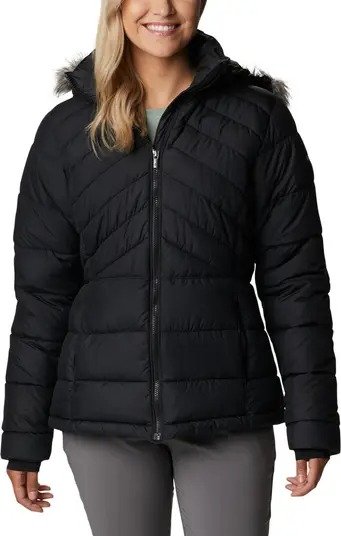 Stepstone Pass™ Water Resistant Puffer Jacket with Faux Fur Trim