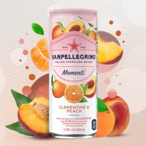San Pellegrino 柑橘+桃子口味果汁汽泡水 11.5oz 24罐