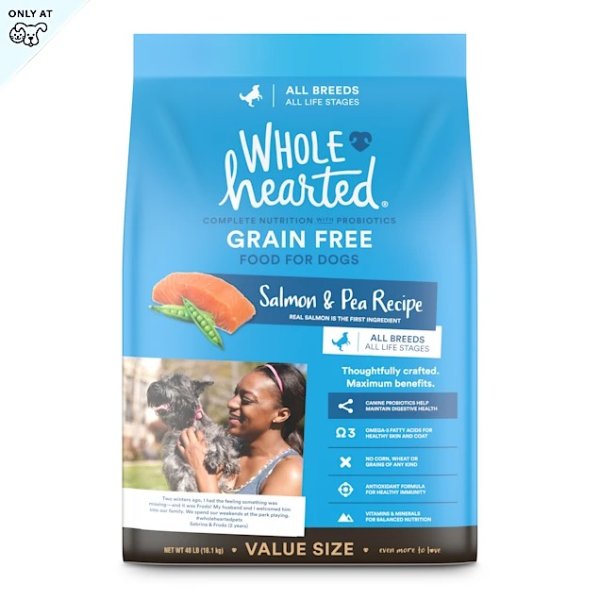 WholeHearted Grain Free All Life Stages Salmon and Pea Recipe Dry Dog Food, 40 lbs. | Petco