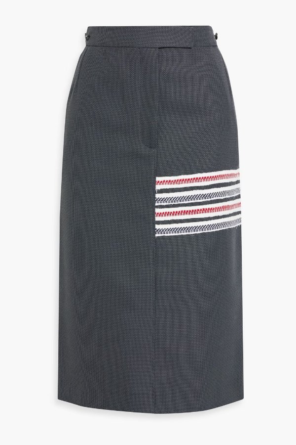 Striped wool-blend midi skirt