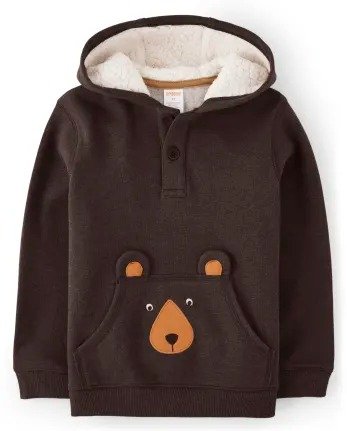 Boys Long Sleeve Embroidered Bear Hoodie - S'more Fun | Gymboree - TIMBER BROWN