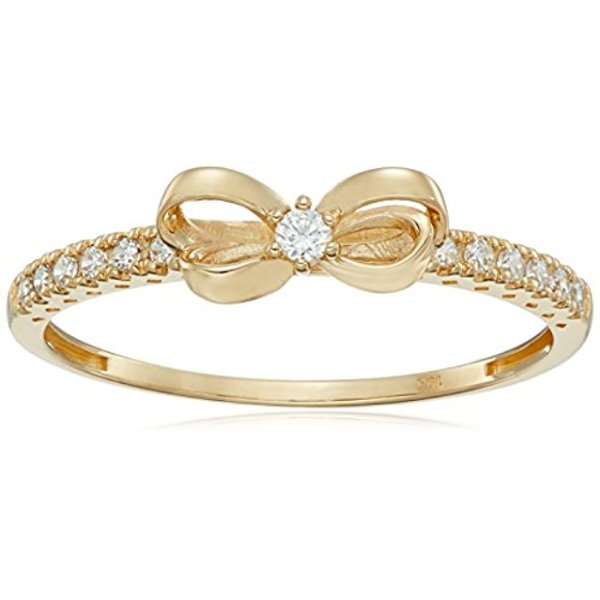 10k Gold Swarovski Zirconia Danity Bow Ring
